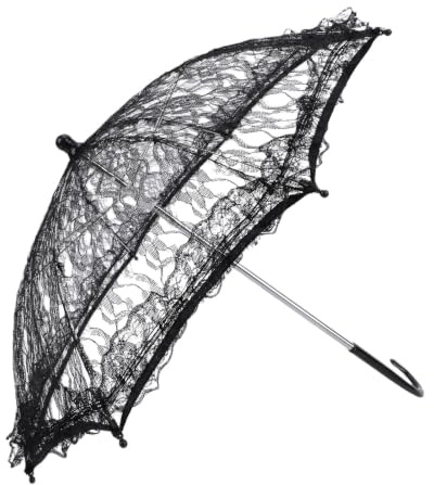 Goshyda Vintage Spetsparaply, Elegant Spetsparasollparasoll för Bröllop Bröllopsfotografi Dekoration Teaterföreställningar (Svart)