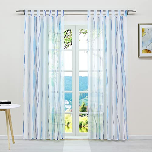 ESLIR Gardiner med öglor gardiner gardiner voile blå 140 x 175