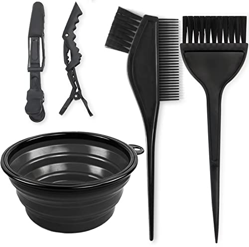 Yexixsr 5Pcs Professional Salon Hair Coloring Dyeing Kit, Hair Bleach Dit Hair Coloring Products with Hair Dye Brush, Hair Color Bowl, Hair Clips