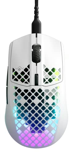 SteelSeries Aerox 3 - Raton Gaming Con Cable - Diseño ultraligero resistente al agua - RGB - Sensor óptico TrueMove Core 8500 DPI - Snow