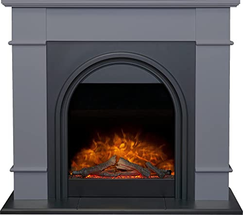 Adam Chesterfield Electric Fireplace Suite in Grey & Charcoal Grey, 44 Inch