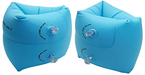 Inflatable Arm Floaties for Toddlers, Blow up Water Wings for Kids, Blue Swimming Arm Bands Floatation for Children and Adults 30-150LBS