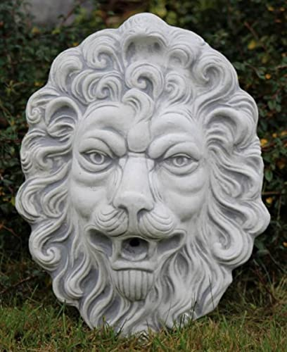Casa Padrino Barock Wasserspeier Wandrelief Löwe 30 x 17 x H. 43 cm - Löwenkopf Stein Wasserspeier Garten Wanddeko Relief - Barock & Jugendstil Garten Deko Accessoires