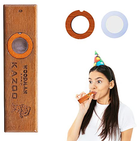 Kazoo Instrument Bois, FainFun Kazoo en Bois, Kazoo avec Membrane, Kazoo Professionnel pour Accompagnement pour Guitares, Violons, Ukulélé, Intéressant Wooden Kazoo pour Enfants Adultes