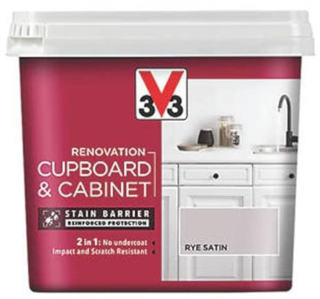 FNX V33 Renovation Cupboard & Cabinet Paint | Impact & Scratch Resistant | Light Grey Rye Satin | 750ml