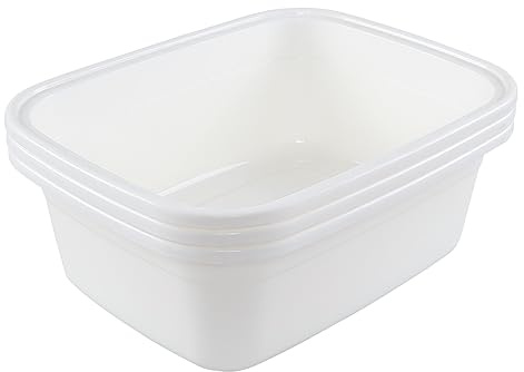 Cinkyou 18 Quart Large Dish Pan, 3-Pack Plastic Wash Basin