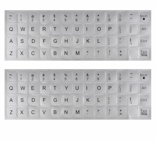 Pegatinas universales para teclado inglés, paquete de 2 pegatinas para teclado, pegatinas para teclado de computadora, fondo plateado y letras grandes negras, pegatinas para computadora, portátil