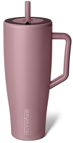 BrüMate Era 40 oz Tumbler with Handle and Straw | 100% Leakproof Insulated Water Bottle Tumbler with Lid and Flexible SoftSip Straw | Made of Stainless Steel | Cup Holder Friendly | 40oz (Rose Taupe)