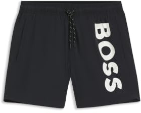 BOSS Mens Octopus Contrast-Logo Swim Shorts with Full Lining Black