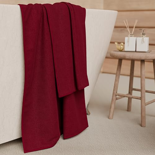 PETTI Artigiani Italiani – Serviettes de Bain en éponge 100% Coton, Ensemble de Serviettes (2+2), Lot de 4 pièces : 2 Serviettes de Visage et 2 Serviettes de Mains, Bordeaux