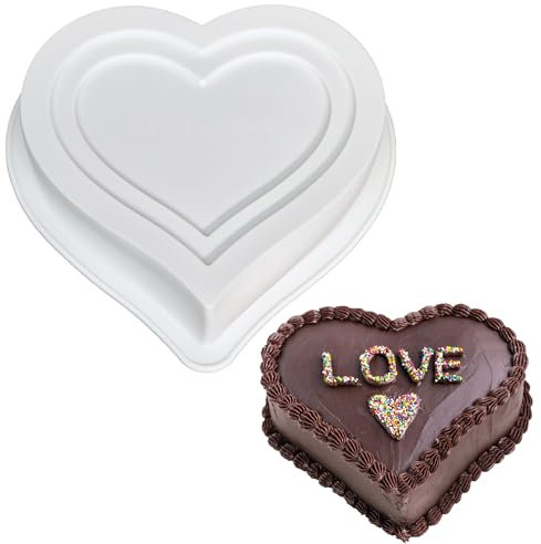 SEABABOO Stampo Per Torte Cuore In Silicone 20 x 20 CM Teglia Per Torta A Forma Di Cuore Stampo Per Cottura A Cuore Stampi Silicone per Torta Muffin Torta Crema Torta Cioccolato (Cuore, 20 x 20 CM)