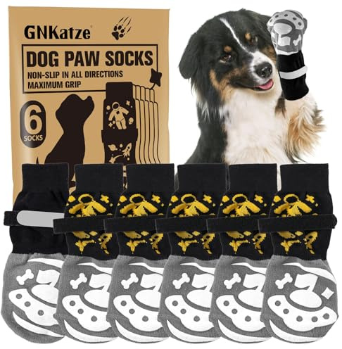 6 PCS Calcetines Antideslizantes para Perro con Doble Agarre Lateral, Protector de Patas para Cachorros, Pequeños, Medianos y Grandes