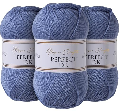 Utopia Crafts DK Double Knitting Yarn 3X 100g (Cloudy Blue)