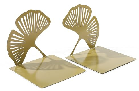 Paquete de 2 sujetalibros de metal resistente para estantes, sujetalibros de hojas huecas, tope de libros de metal para decoración del hogar, biblioteca, oficina, escritorio