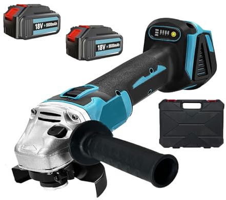 Smerigliatrice Angolare a Batteria 125mm,Compatibile con Makita Batteria, Flessibile da Taglio- e lucidare，Smerigliatrice Angolare Senza Fili con 2 Batterie da 5500mAh,Motore Brushless 8500 Giri/min