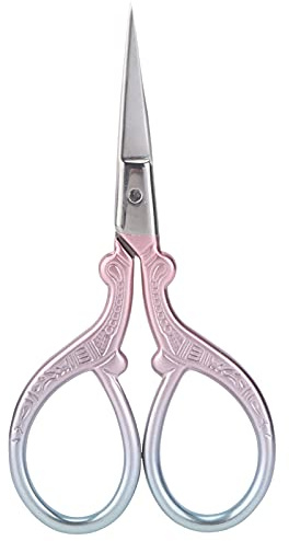 Saxojonon broderisk sax, för handarbete, skarpa blad i rostfritt stål, professionell sömnadsax, 5 tums längd (Lutande rosa)