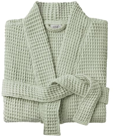 Allure Bath Fashions Unisex Bathrobe Lightweight Textured Waffle Robe - Soft Hotel Dressing Gown, Kimono