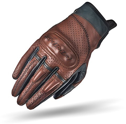 SHIMA CALIBER LADY, Damen Retro Vintage Custom Sommer Leder Motorradhandschuhe, Braun , Größe M