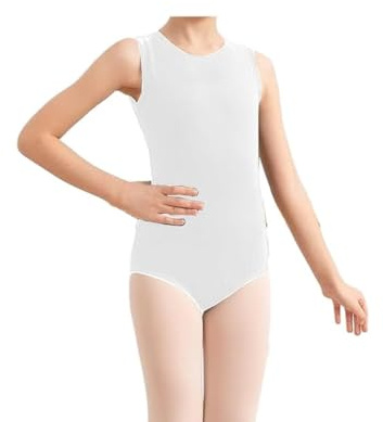 BODYWEAR LTD - Justaucorps sans manches pour fille en nylon brillant – Ajustement confortable – Vêtement de performance - Indispensable pour les cours de danse - Gymnastique, ballet, danse, école