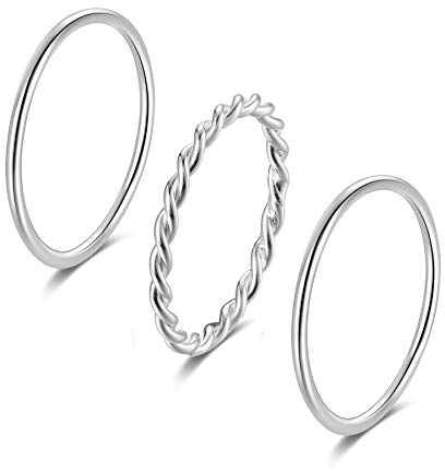 Anillo SILBERTALE para mujer, hombre, plata 925 para nudillos para mujer, banda fina, cuerda, joyería meñique apilable, regalo