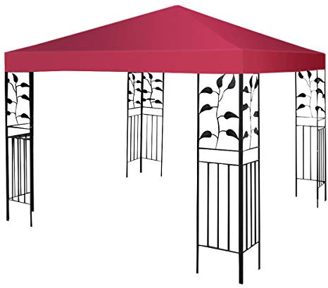 COSTWAY 3x3m Ersatzdach für Pavillon, Pavillondach Ersatzbezug mit Klettverschlüssen (Rot)