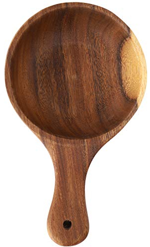Natudeco Cuenco de madera para servir ensaladas 15cm/5.9in Ensaladera con asa, cuenco, utensilios de cocina para fideos, frutas, encurtidos, ensalada