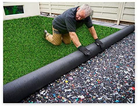 MDEKOR Kunstrasenteppich Outdoor - Kunstrasen wetterfest, Rasenteppich Meterware Grün 180x200 cm, Balkon Bodenbelag wasserdurchlässig mit Drainage 200 cm breit in Echtrasen-Optik