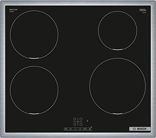 BOSCH PIE645BB5E Induktionskochfeld Serie 4, autarkes Glaskeramik-Kochfeld 60 cm breit, TouchSelect, PowerBoost, ReStart, Umlaufender Rahmen, Timer mit Abschaltfunktion, Schwarz