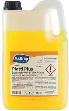 Mr.Drop® PIATTI PLUS DETERGENTE LIQUIDO NEUTRO PER IL LAVAGGIO MANUALE DELLE STOVIGLIE - 3 taniche da 5kg