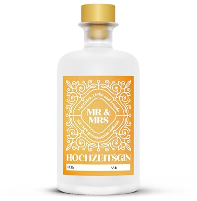 Hochzeits Gin Gold Edition - 40% vol. (1 x 0.5 l) - Individualisierbares Geschenk zur Hochzeit