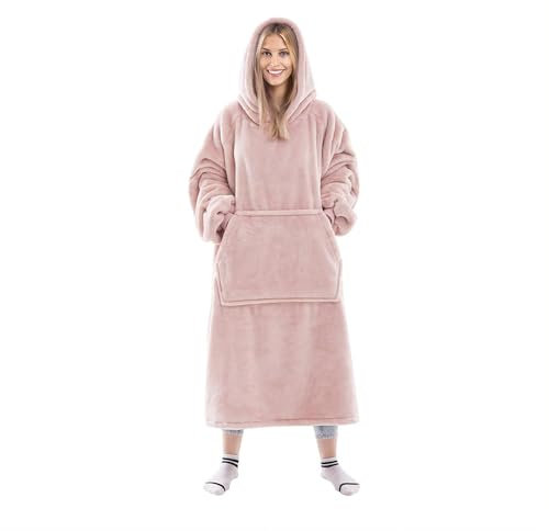 Gentlewarm Hoodie Blanket Sweatshirt for Women and Men, Super Warm and Cozy Long Wearable Blanket Hoodie, Thick Flannel Blanket with Sleeves and Giant Pocket
