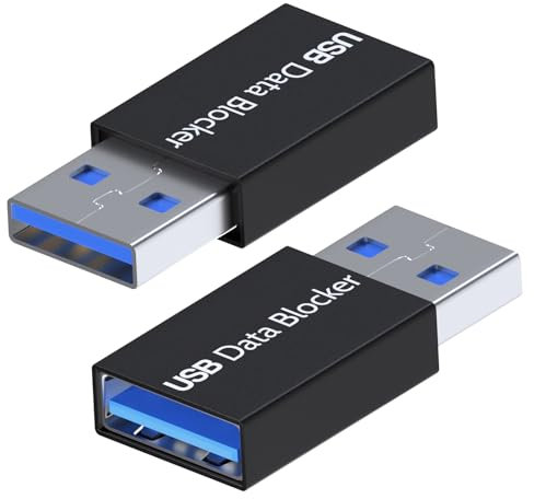 MMOBIEL Bloqueurs de Données [Lot de 2] – USB-A Mâle vers USB-A Femelle – Charge Uniquement, Anti Juice Jacking – Adaptateurs Sécurisés Noirs