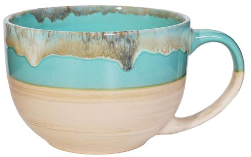 700 ML Large Coffee Mug Ceramic Soup Mug with Handle,Coffee Tea Cup Cereal Bowls Soups Ramen Salad Bowl Coffee Cappuccino Cup,Dishwasher Safe & Oven Safe (Green)