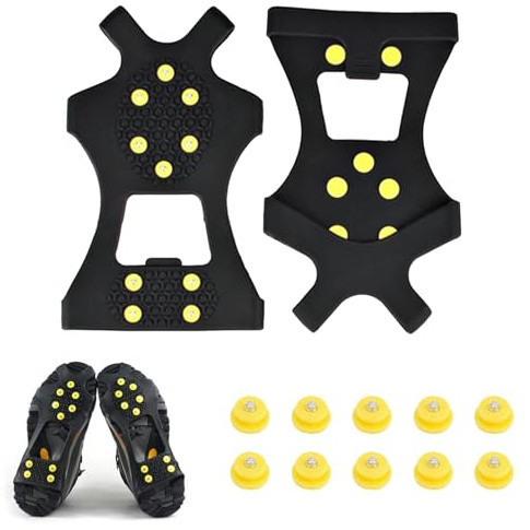 Crampons Antidérapant, Glace Traction Antidérapant, Inoxydable Crampons, Crampon à Neige Antidérapant, Crampon Neige Chaussures Pointes, pour La Marche Randonnée Alpinisme en Hiver, M