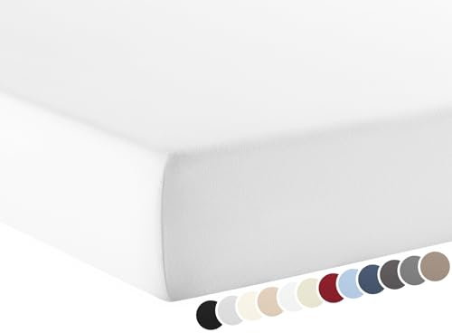 liebling Elasthan Topper Spannbetttuch 180x200 bis 190-220 cm, mit Rundumgummizug, Blickdicht faltenfrei & atmungsaktiv, Ökotex 100, Topper bis 10 cm Höhe, weiß