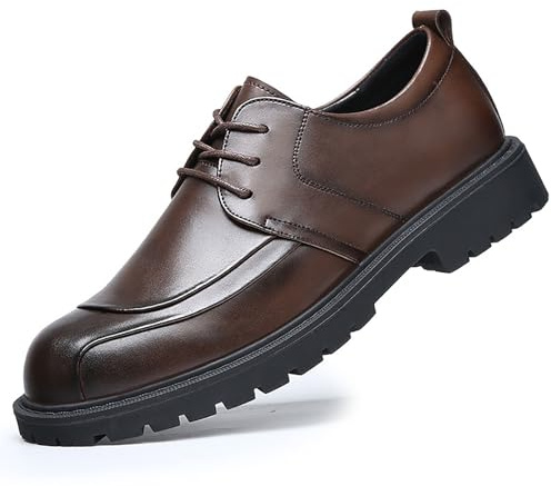 Zapatos De Vestir De Negocios Británicos Informales con Suela Gruesa For Hombres, Suela De Goma De Cuero Suave Y Transpirable Cómoda For Estabilidad Ideal For Oficina Y Ocasiones Brown,41 EU