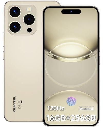 OUKITEL P1 Handy Ohne Vertrag - 24GB+256GB Smartphone Ohne Vertrag Android 14, 6.7 Zoll AMOLED Display Simlockfreie Handys 5150mAh, 50MP+32MP Kamera,GPS,NFC,Gold
