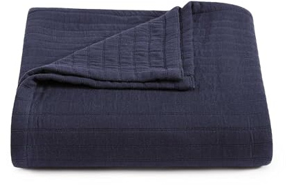 Tommy Hilfiger - King Size Blanket, 100% Woven Cotton Bedding, Medium Weight for Year Round Comfort, Throw Blanket for Couch & Bed (Essential Weave Navy)