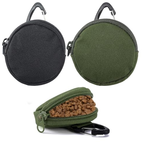 Dog Treat Pouch, 2Pcs Treat Pouch for Dog Training, Reusable Dog Treat Bag with Clasp, Treat Pouch, Small Dog Treat Pouches, Zipper Closure to Avoid Spilling, Travel or Outdoor Use