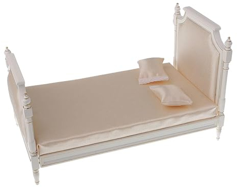 MotiveTech Cama Doble para Casa de Muñecas a Escala 1/6 para Decoración de Casas de Muñecas Y Accesorios de Fotografía para Dioramas.