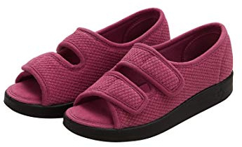 Silverts Recovery Sandals Women, Diabetic Shoes for Women, Extra Wide Slippers for Women, Diabetic Slippers for Women Wide Width, Elderly Slip on Shoes | Non-Slip Sandals - Rose Petal/Black 9