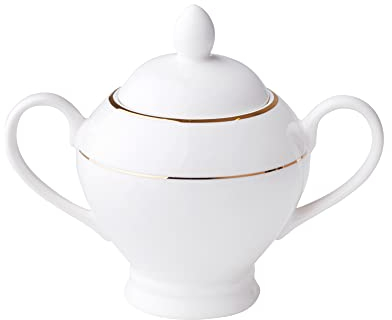 AMBITION 23062 Zuckerdose Aura Gold 300 ml Porzellanzuckerdose Dose mit Deckel Zucker Schüssel Zuckerkännchen elegant modern, Porzellan