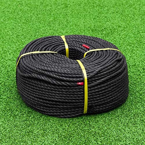 TITAN Cuerda de Polipropileno | Cordel Seguridad de Polipropileno Alta | Negro o Azul – Variedad de Tamaños y Larguras | Bobinas (8mm – 220m, Negro)