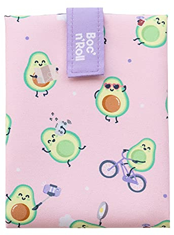 Roll'eat ® | Bolsa Merienda Mr. Wonderful Porta Bocadillos con Envoltorio Reutilizable, Porta Alimentos Ecológico sin BPA, Bolsa de Tela, Color Avocado - Boc'n'Roll