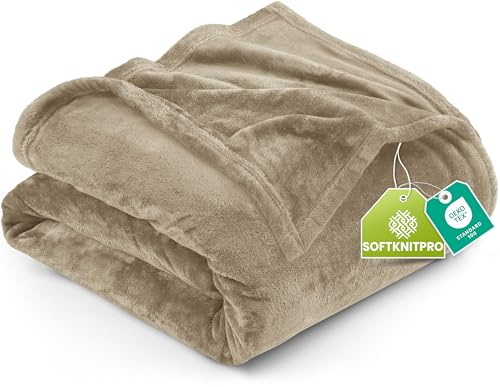 Utopia Sängkläder Fleecefilt Kamel 300GSM Lyxfilt för Bäddsoffa Antistatisk Fuzzy Soft Sängfilt [259x228 cm] | Mikrofiber plysch varm lätt andningsbar mysig filt antistatisk, användning hela säsongen, present till kvinnor och män