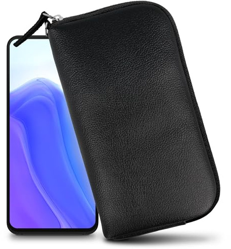 XiRRiX Handytasche für Smartphone 5XL 7 Größe - Modell 2.1 - universal Handyhülle mit Handschlaufe - Handy Hülle mit Reißverschluss - Tasche schwarz
