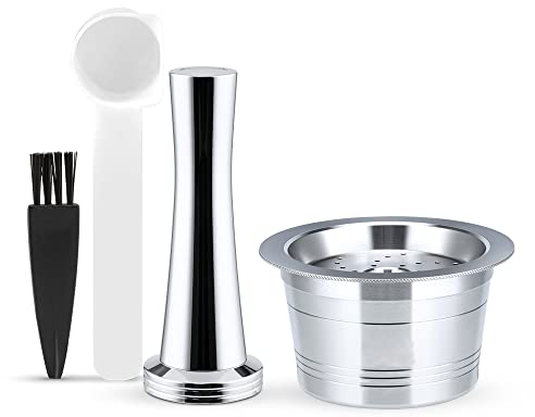 RECAFIMIL wiederverwendbare Kaffeepads für Kfee-Maschinen, nachfüllbare Edelstahl-Kaffeekapseln mit Tamper, kompatibel mit K FEE, Tchibo Cafissimo und Caffitaly-Maschinen
