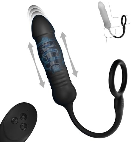 YEVIOR Analvibratoren für Mann mit Penisring Fernbedienung,Dildo Analplug Prostate Stimulation Massager mit 3 Teleskop Vibration Analstimulation Extrem Sex,Analplug für Anfänger Wasserdicht