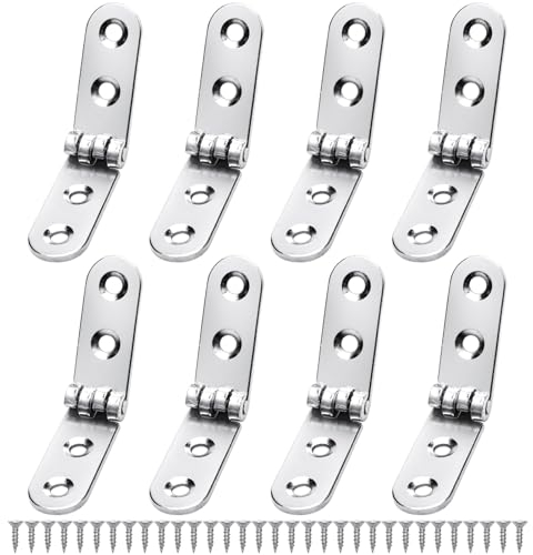 8 Stück 180 Grad Scharniere Klappbar, Klappscharnier Edelstahl, Scharniere Schranktür mit Scharnierschrauben, Möbelscharniere Aufschraubscharnier für Schrank, Garderobe, Nähmaschine, Klapptisch