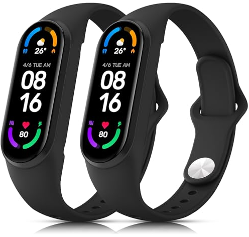 Wanme Armband für Xiaomi Mi Band 7/ Mi Band 6 / Mi Band 5 / Amazfit Band 5 Armbänder für Damen Herren, Neues Silikon Uhrenarmband Sport Wasserdichtes Atmungsaktives Ersatzarmband, Schwarz+Schwarz